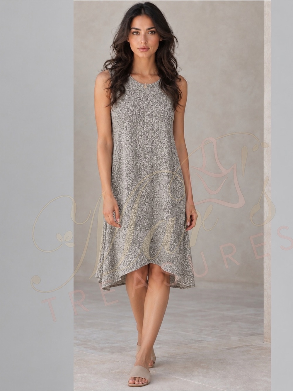 NWOT Eilleen Fisher Shift Printed Asymmetrical Dress Sz Small